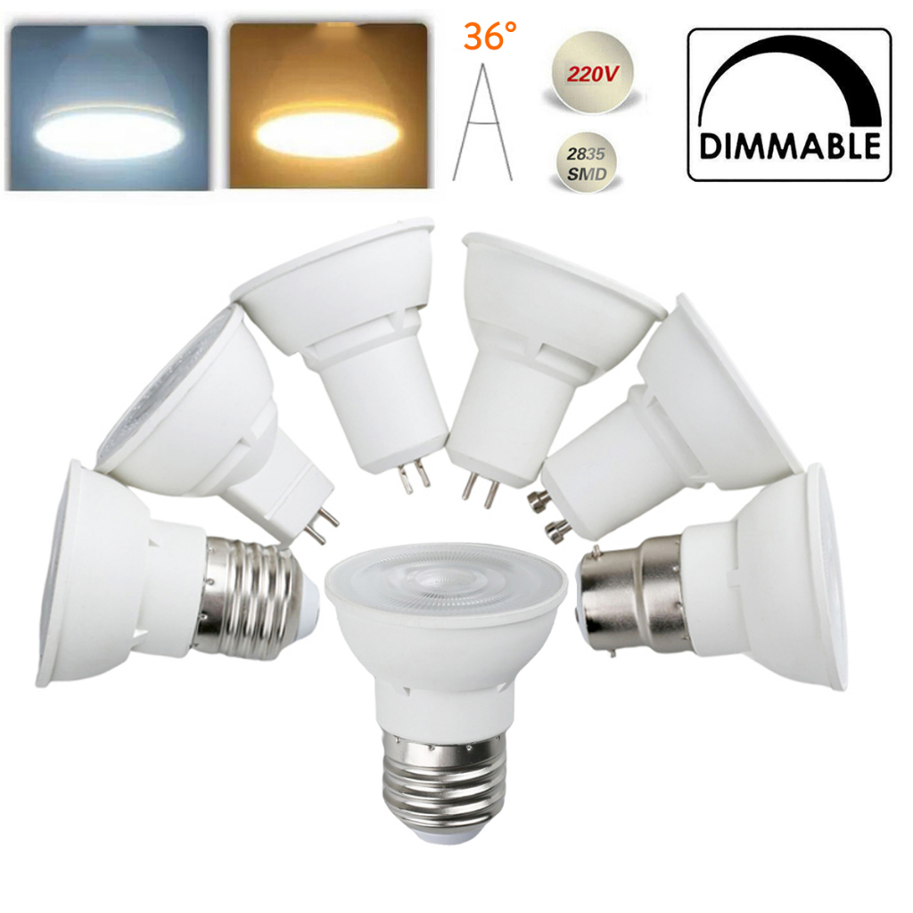 120° LED COB Spotlight Bulbs Dimmable 7W GU10 MR16 GU5.3 E27 B22