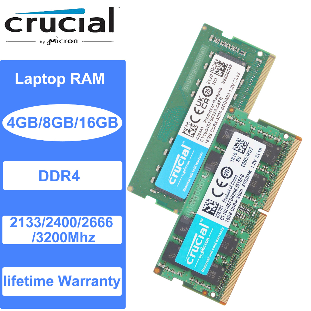 Crucial 8 GB Ram DDR4 2133 2400 2666 3200 MHz SO-DIMM 260Pin Memory For  Laptop