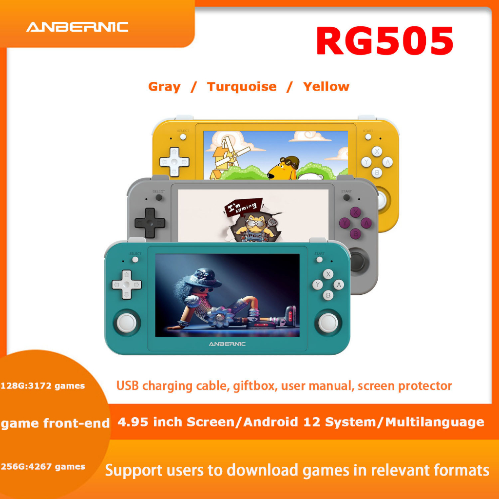 RG405V RG351V ANBERNIC PSP PS2 Games Retro Handheld Game Player 4'' IPS  Touch Screen WIFI Android 12 Unisoc Tiger T618 Boy Gift