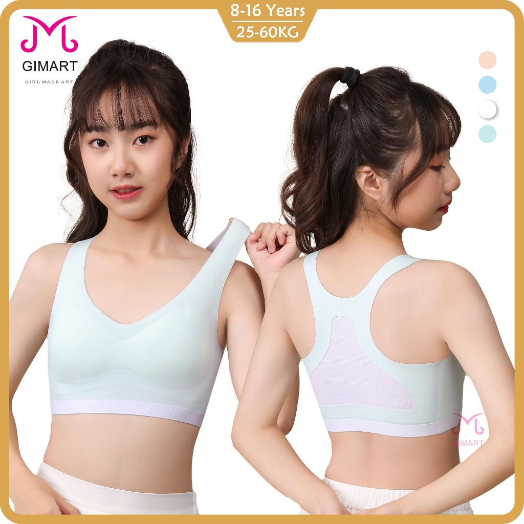 Puberty Girls Wide Straps Candy Color Sport Training Bra Underwear  Breathable Me