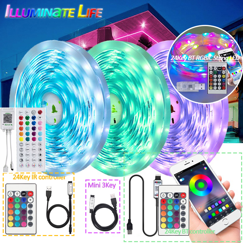 Bluetooth LED Strip Lights RGB 5050 SMD Flexible Ribbon Waterproof