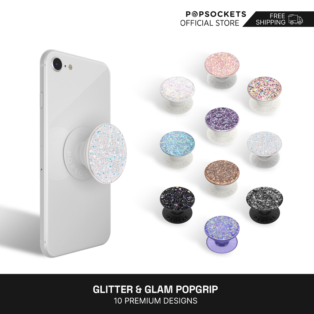 Popsockets Popgrip Cell Phone Grip & Stand - Clear Glitter Silver