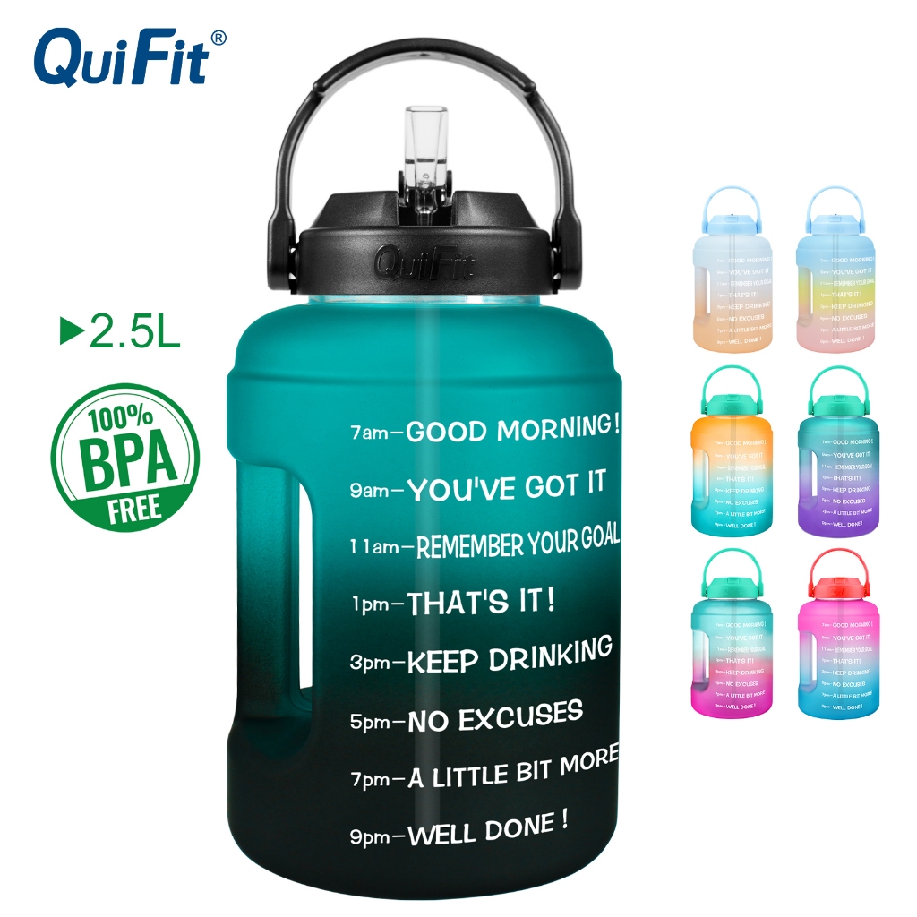 QuiFit Tritan Gallon Best Reusable Water Bottle With Flip Flop BPA