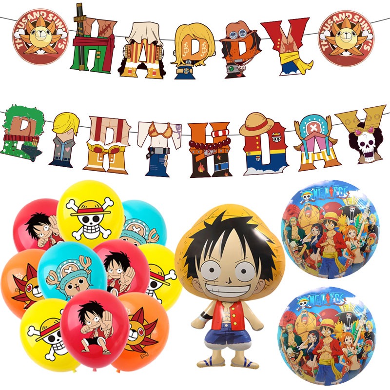 Party Decorations For OnePiece,Birthday Banners, Cake Toppers, Balloons And  Spirals, For OnePiece Birthday Party Decorations