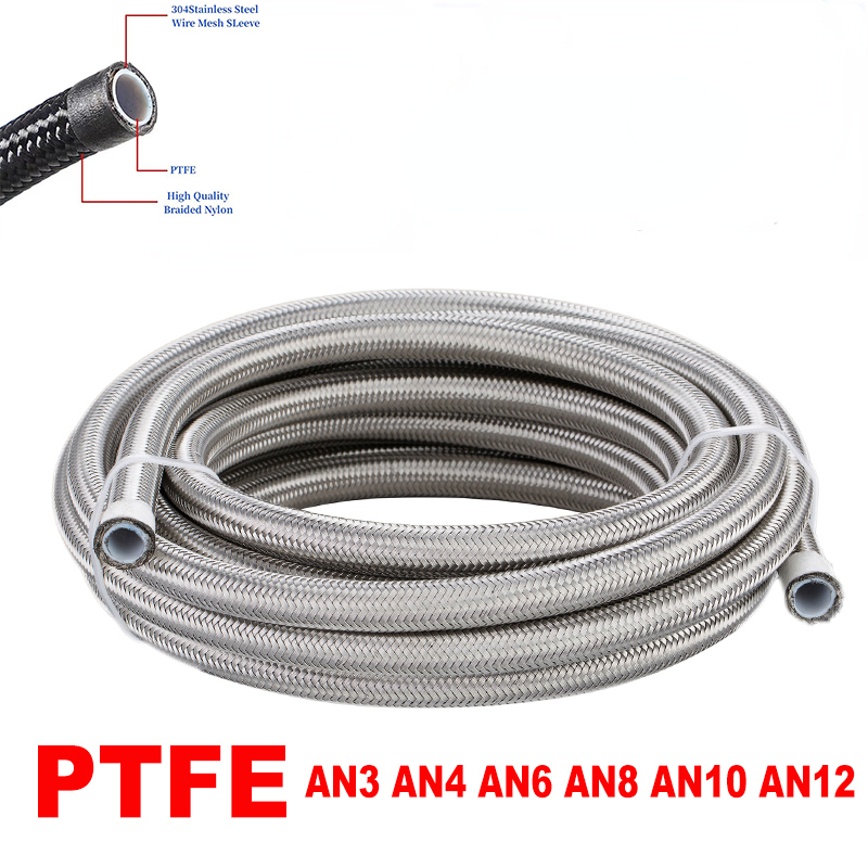 1M AN4-AN12 Nylon Braided Oil Fuel Hose Line Tubing Pipe Light