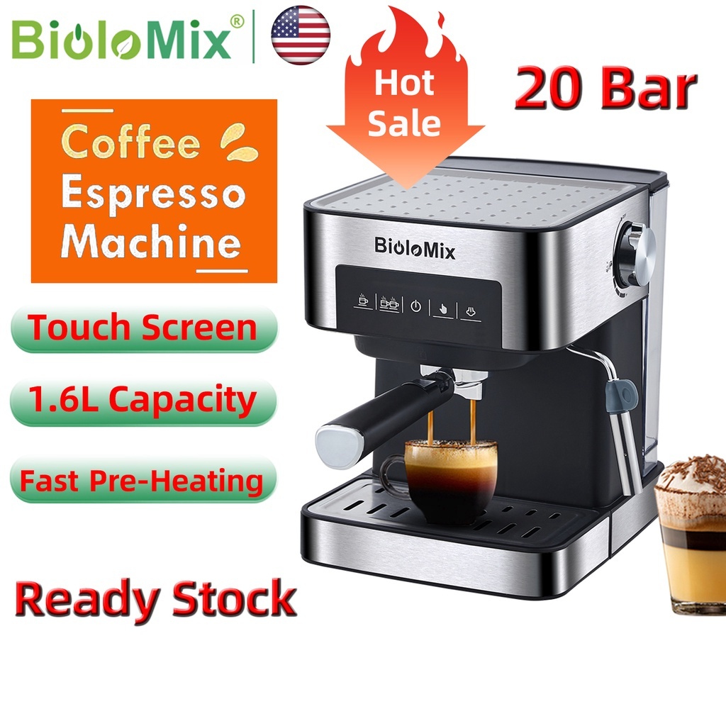 BioloMix 20 Bar Italian Type Espresso Coffee Maker Machine with Milk Frother  Wand for Espresso, Cappuccino, Latte and Mocha - AliExpress