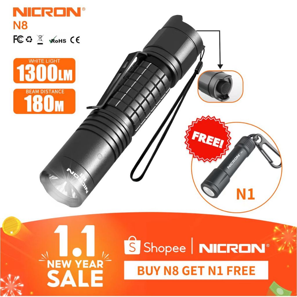 NICRON LED Flashlight Inspection Penlight with Laser Pointer For Guide Use  Waterproof IP65 2x AAA 120LM Mini Torch Lamp Lighting Laser B24 