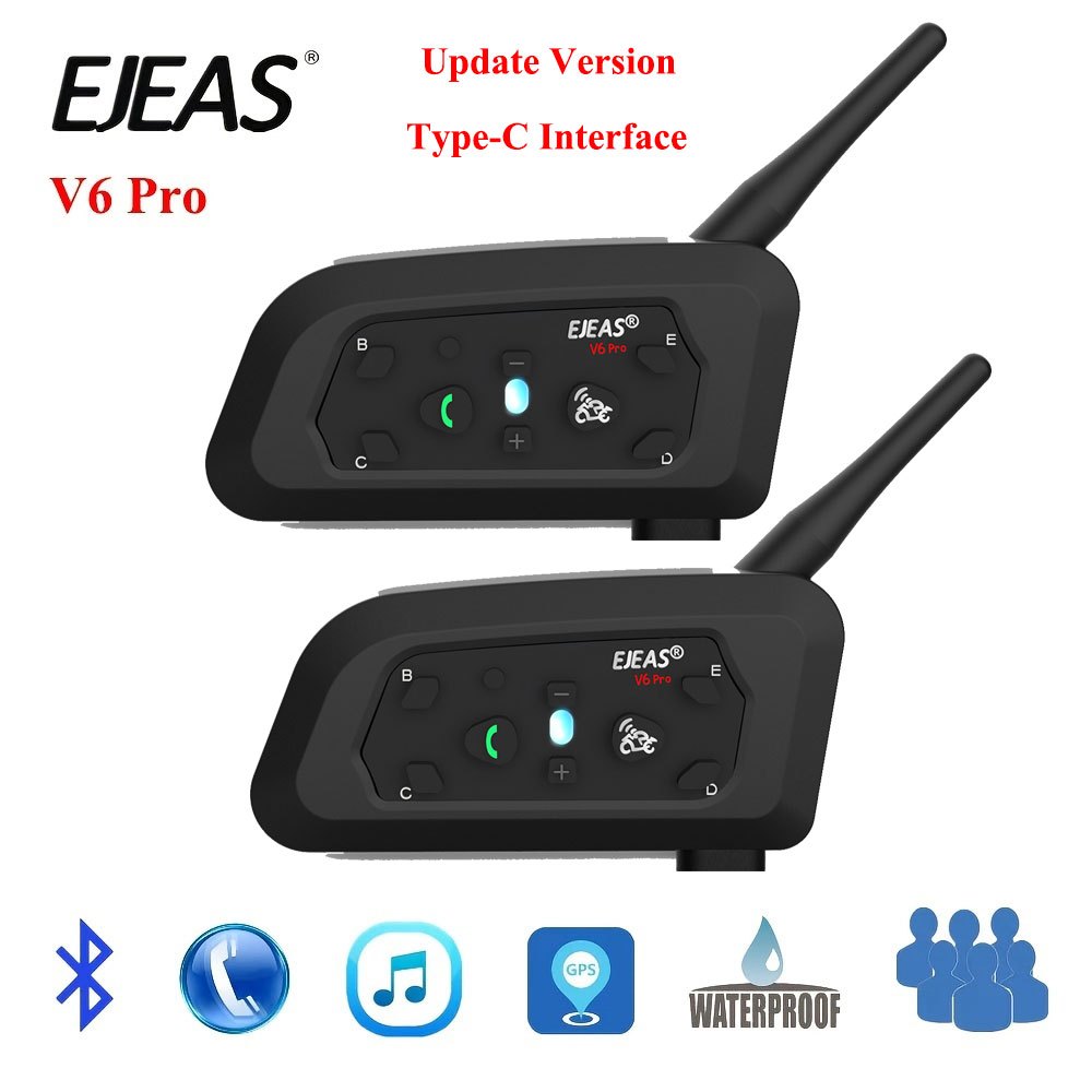 EJEAS V6 Pro Bluetooth Motorcycle Helmet Intercom Headset 1200M BT