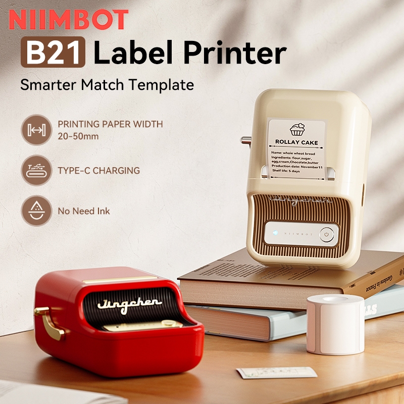 NIIMBOT B21 Label Maker, Thermal Label Printer, Portable Inkless