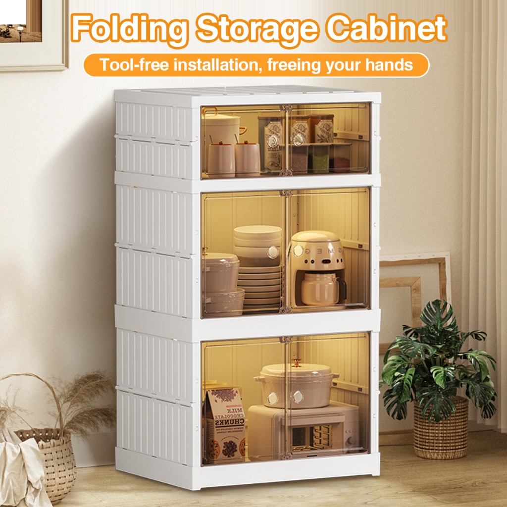 Folding Storage Cabinet Foldable Storage Box Wardrobe For Shoes Clothes Kitchen Folding Storage Cabinet Plastic Wardrobe Clothes Multifunctional Storage Box Shopee Philippines