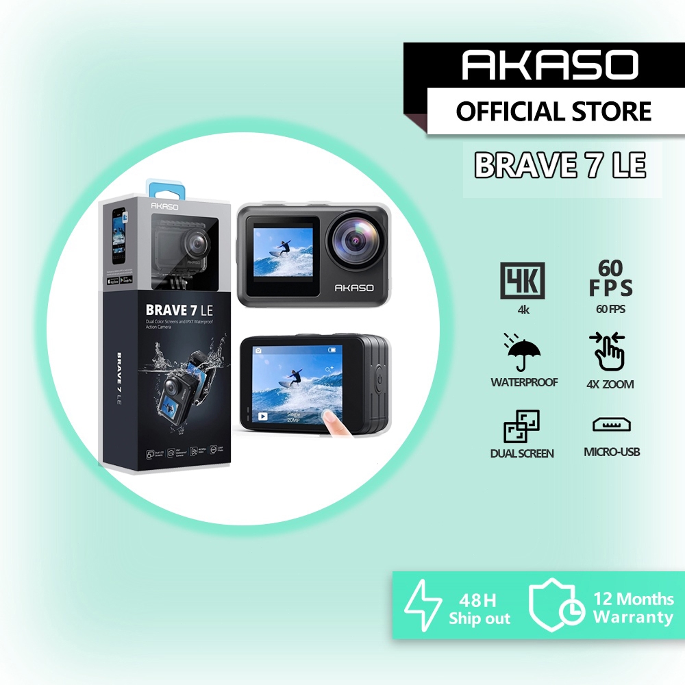 AKASO V50X Native 4K30fps WiFi Action Camera with EIS Touch Screen 4X Zoom  131 feet Waterproof Camera Support External Mic Remote Control with Helmet