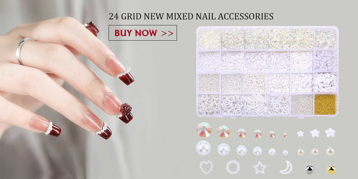 12 Grid Multi-size Nail Rhinestones Nail Art Decorations 3d Crystal Ab  Clear Nail Stones Gems Pearl Diy Gold Silver Rivet Rhine