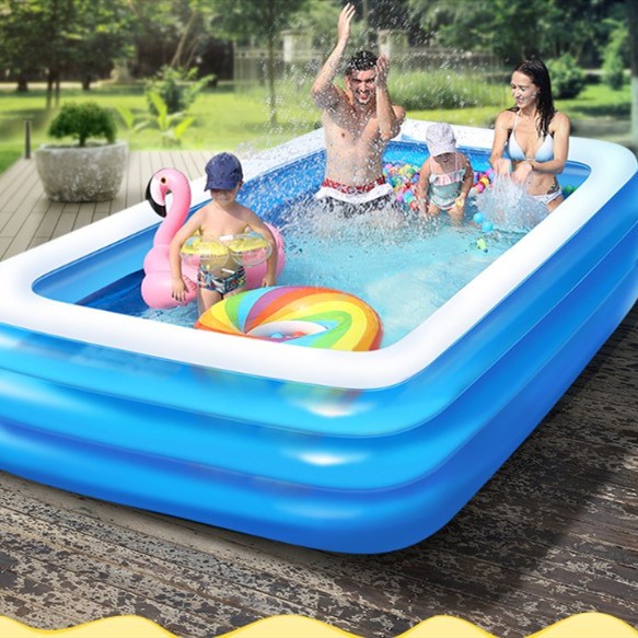 Family size inflatable store pool