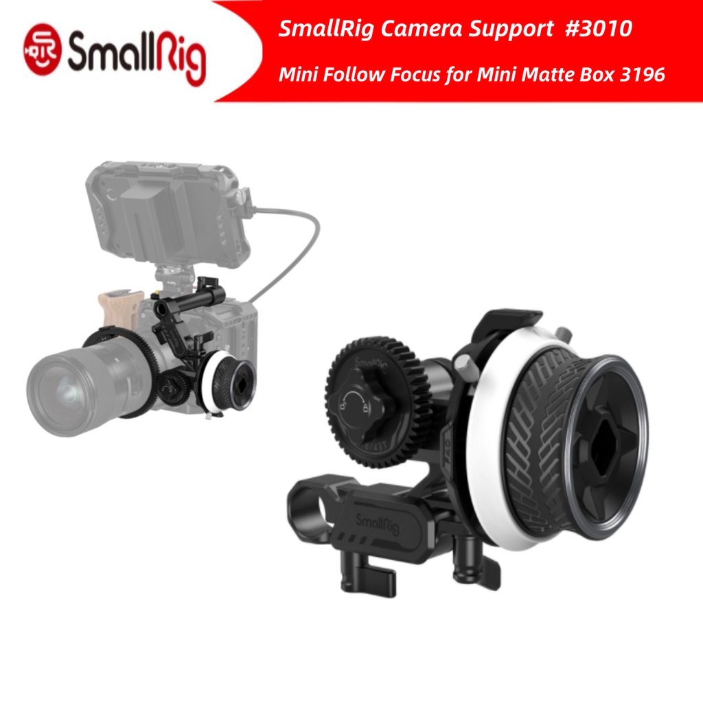 SmallRig Mini Follow Focus with A/B Stops & 15mm Rod Clamp and Snap-on Gear  Ring Belt for DLSRs and Mirrorless Cameras, Fits Different Diameter Lenses