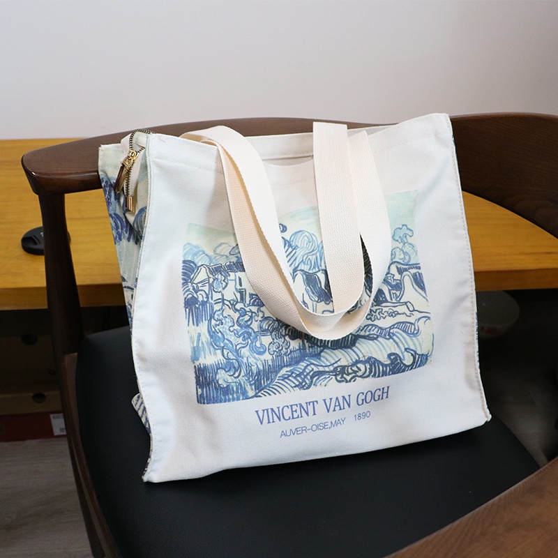 Van Gogh White Rose Thick Canvas Tote Bag