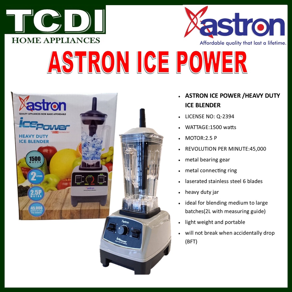 SALE!!! Astron Ice Power Heavy Duty Commercial Blender and Ice Crusher  (1500W) (2L capacity) SALE!!!