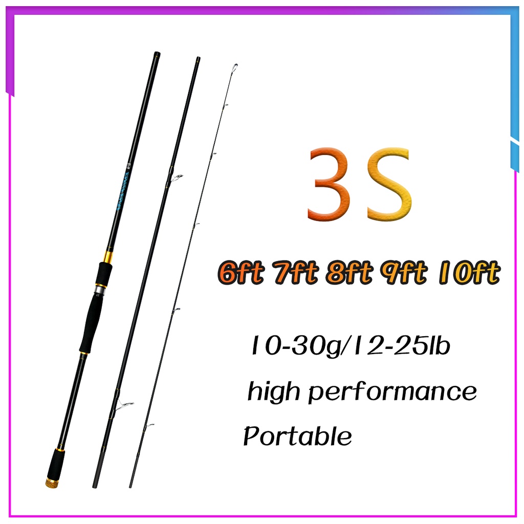 NYA】6ft/7ft/8ft/9ft 【12-25lb】Three sections of portable shrink Super light  fishing rod M action carbon fiber Fishing Rod Spinning/Casting Rod  Seawater/Freshwater Fishing Rod