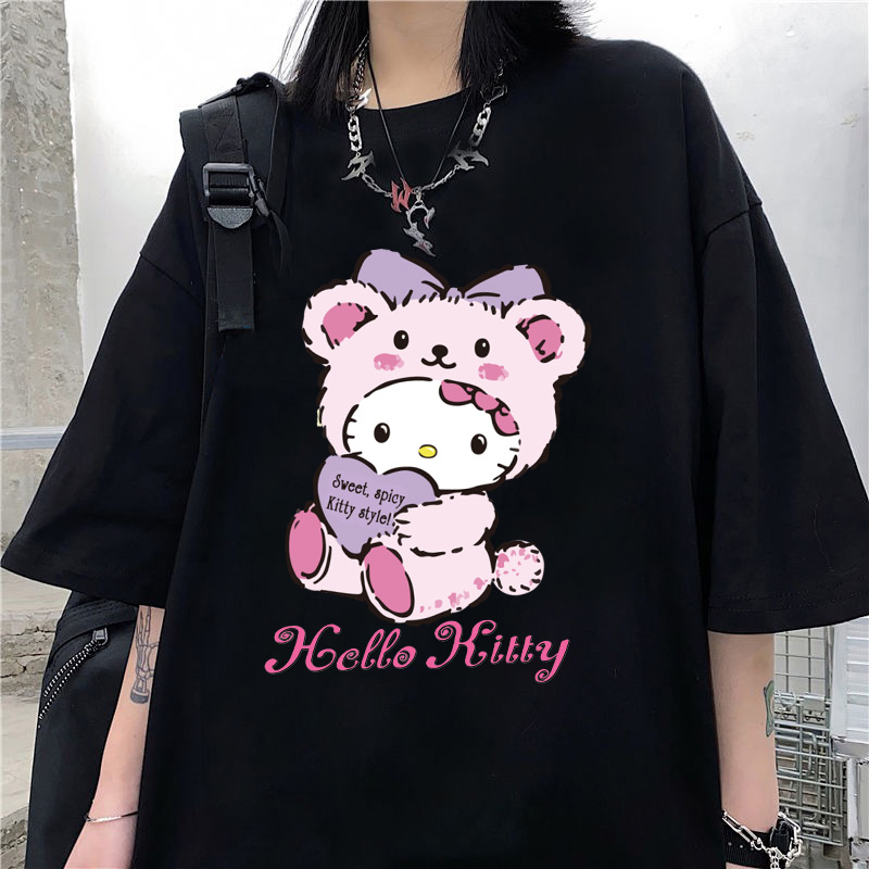 Japanese sweet loose Kawaii cute Hello Kitty blouse long-sleeved T