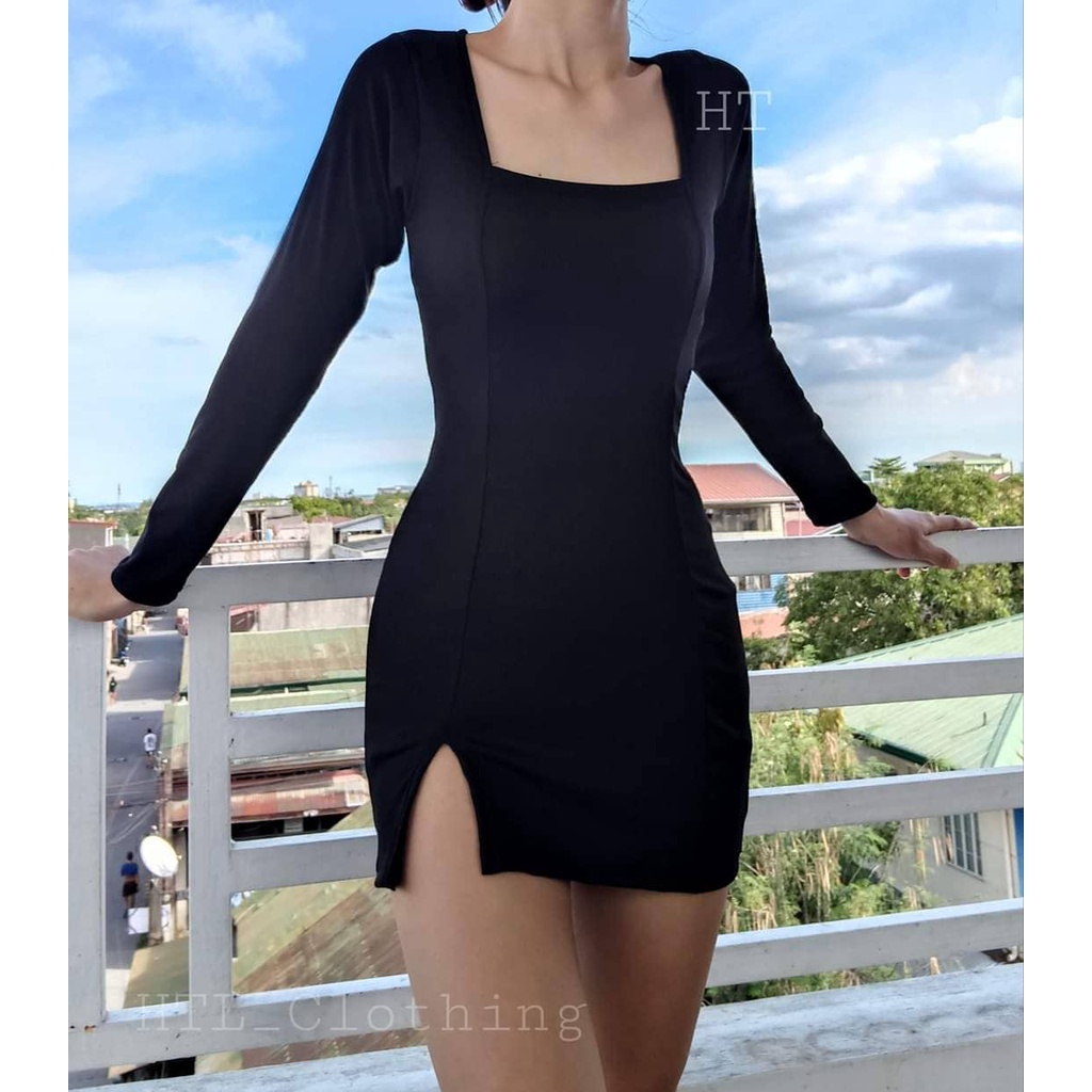 Bodycon dress square outlet neck