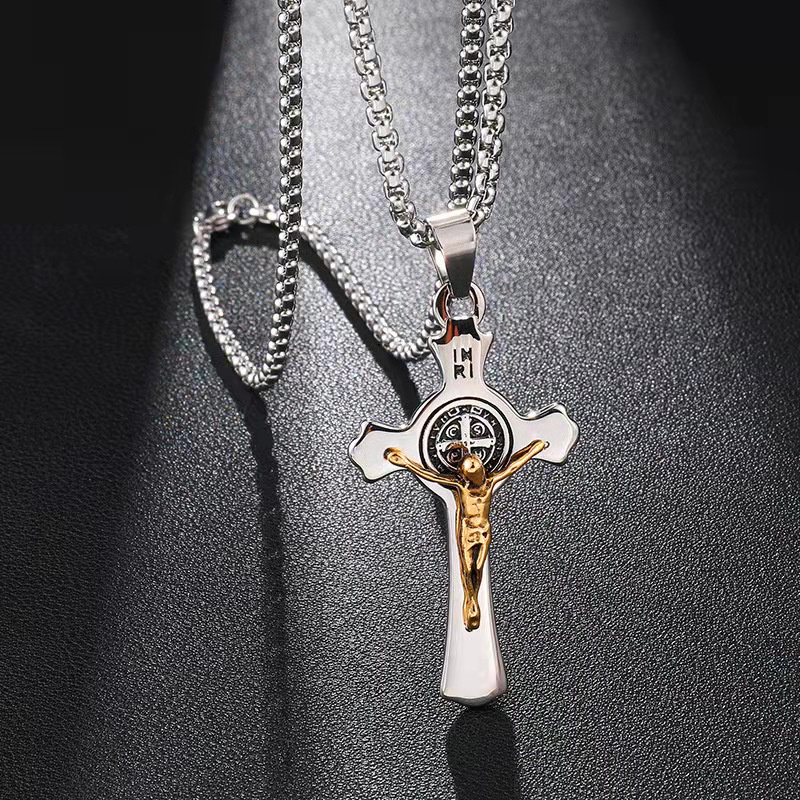 Saint benedict on sale cross necklace