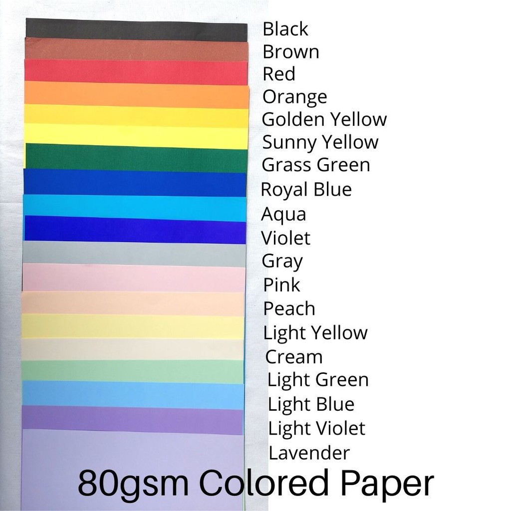 Colored Paper pack of 10 pieces 80gsm