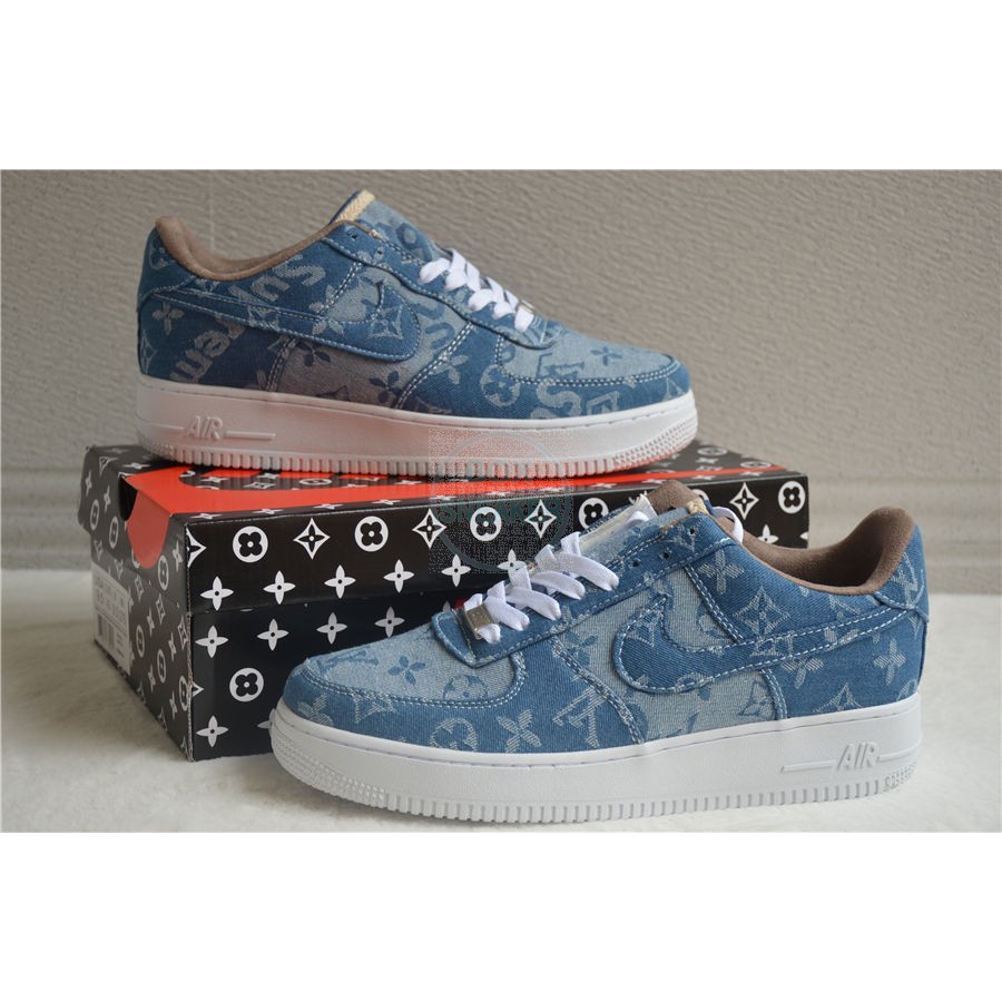 Nike air force 1 supreme x best sale louis vuitton denim custom