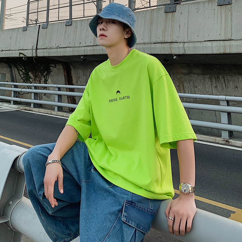 Men Cotton Oversize T Shirt Pullover Loose Half Sleeve Hip-Hop Tee Tops  Leisure