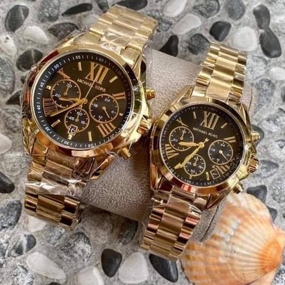 Black and best sale gold mk watch