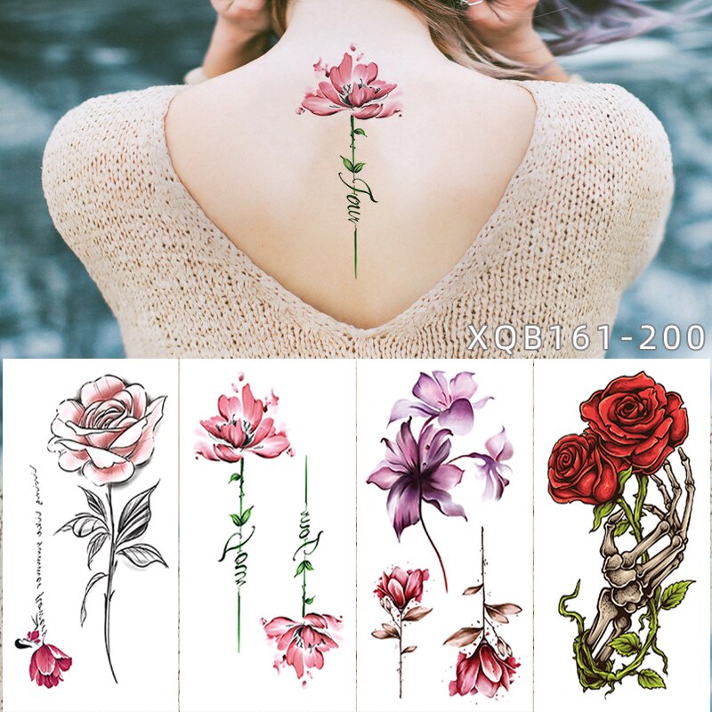 Unique Waist Line Art Temporary Tattoos For Women Fake Body Art Tattoo  Realistic Butterfly Flower Thorns Tatoos For Party Beach - AliExpress