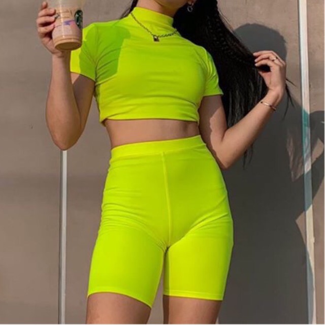 Neon green hot sale cropped turtleneck