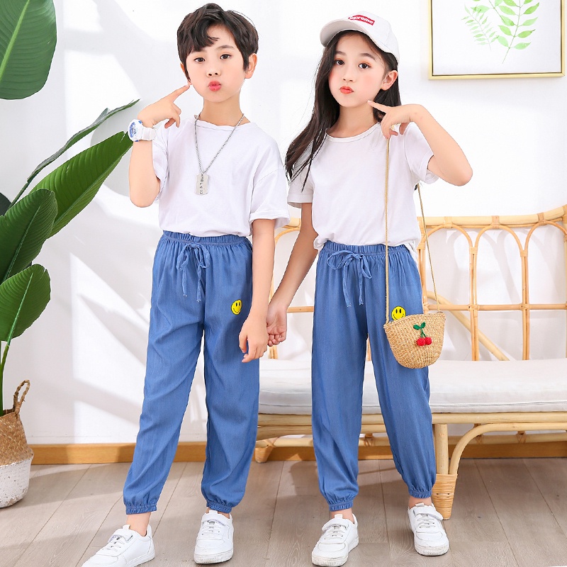 2-14 Years Spring and Autumn Casual Kids Embroidery Design Kids Jeans  Trousers For Girls Jeans Pants Teen Children's Clothing