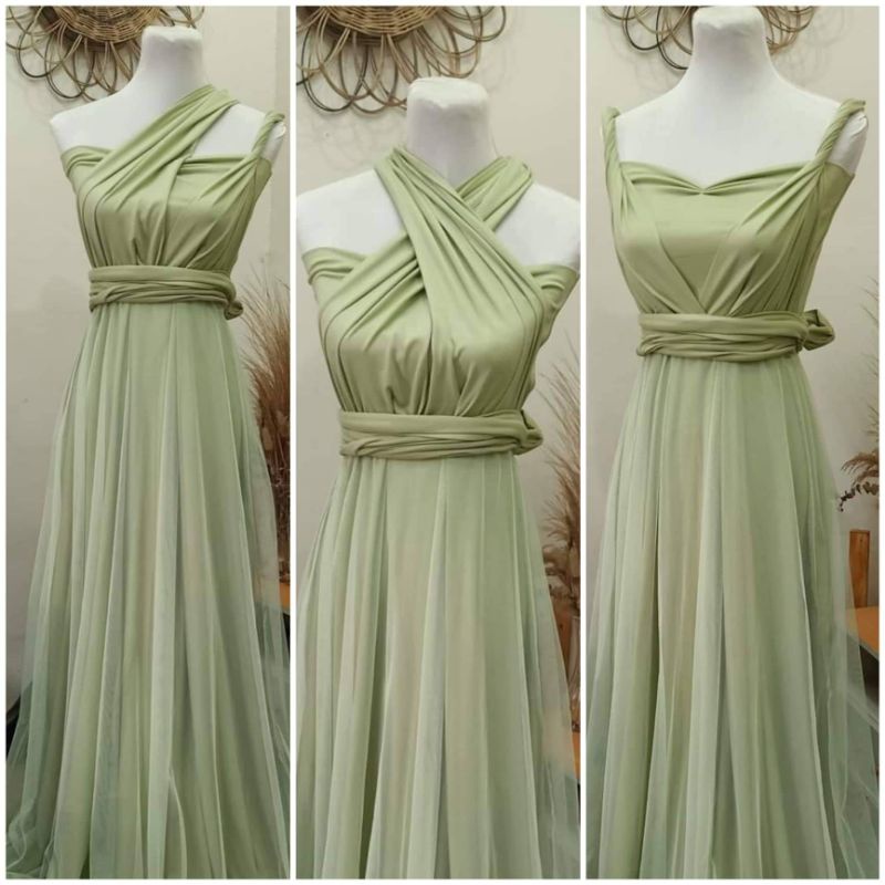 sage green infinity dress with tulle