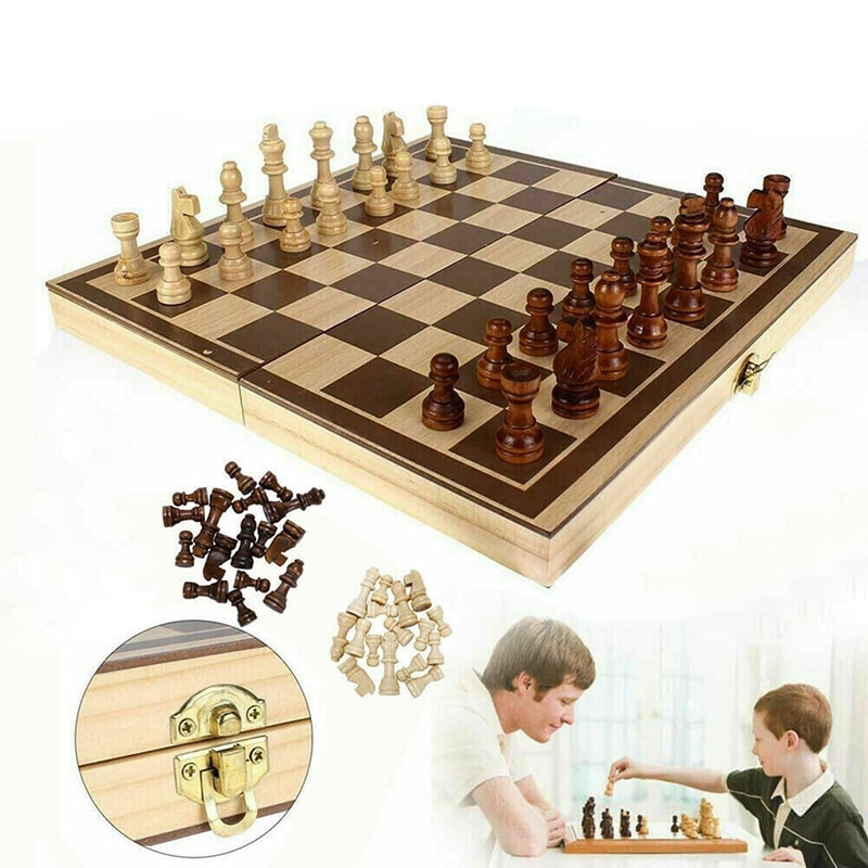 4 Queen Mahogany Chess Set Wooden Chess Game King Height 80 Mm Chess Pieces  Folding 39*39 Cm Chessboard Table Game - Chess Games - AliExpress