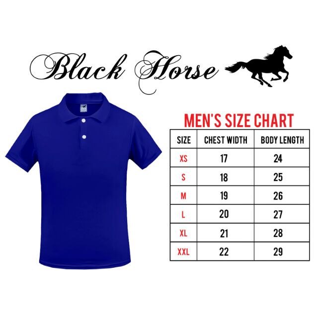 Black polo shirt with blue clearance horse