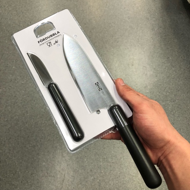 FÖRDUBBLA 2-piece knife set, gray - IKEA
