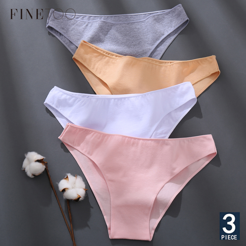 FINETOO 3Pcs/set Women Cotton Underwear Women Cotton Brazilian