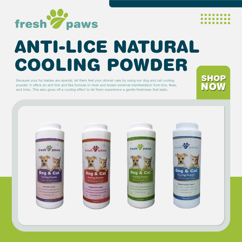 Baby powder on store dogs for fleas