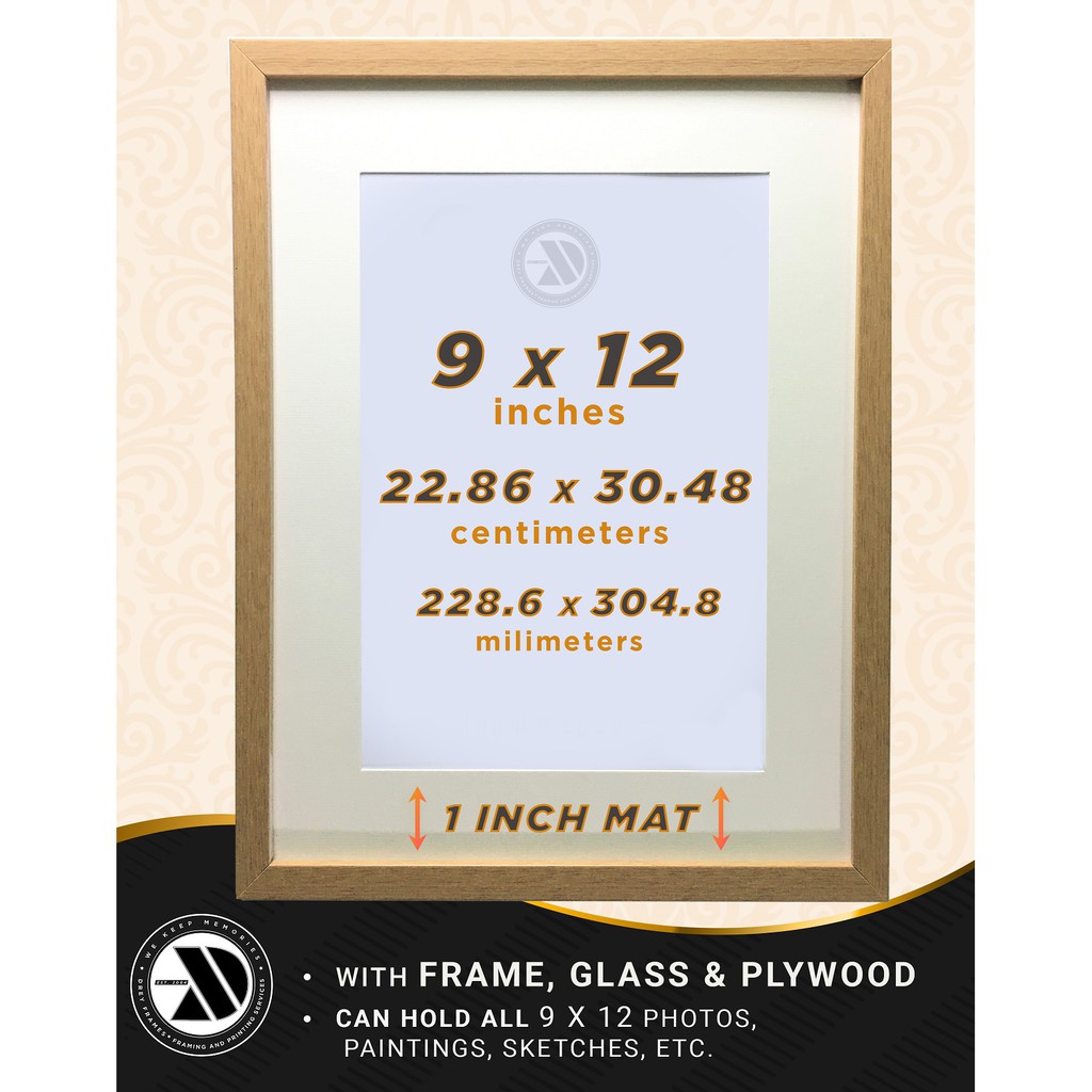 9x12 Inches Photo Frame Picture Frame Plus 1inch Matting