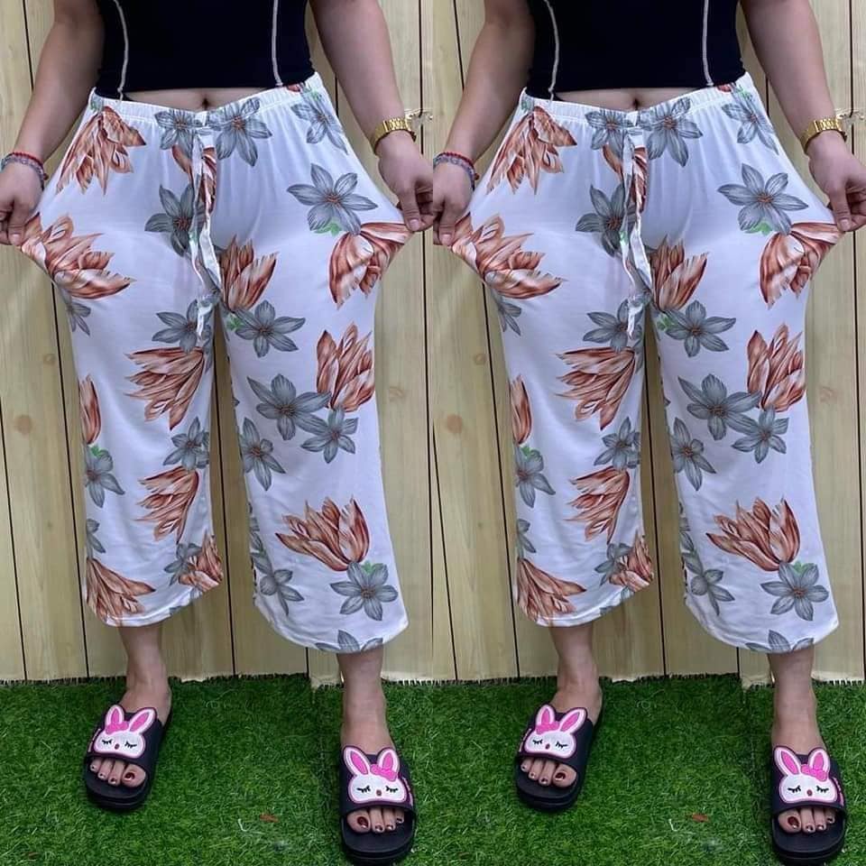 Women Cotton Pants Floral Print Bottoms Comfortable Summer Pants