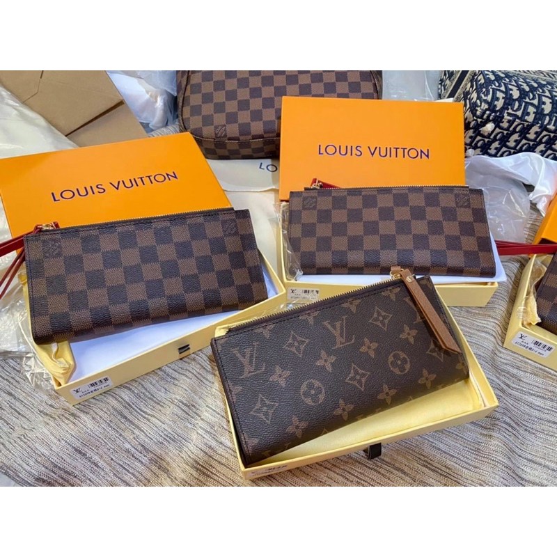 Leather LV Double Zipper Long wallet with box Shopee Philippines