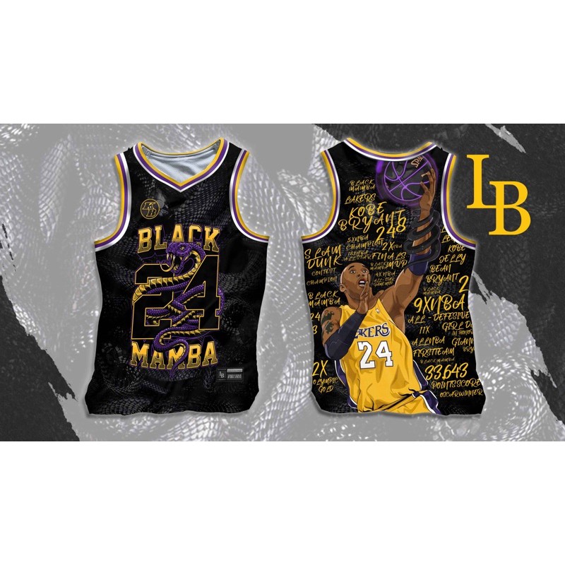 ℗ﺴ❡NBA Lakers Black Mamba Kobe Bryant Full Sublimation Basketball Jersey  (TOP ONLY)