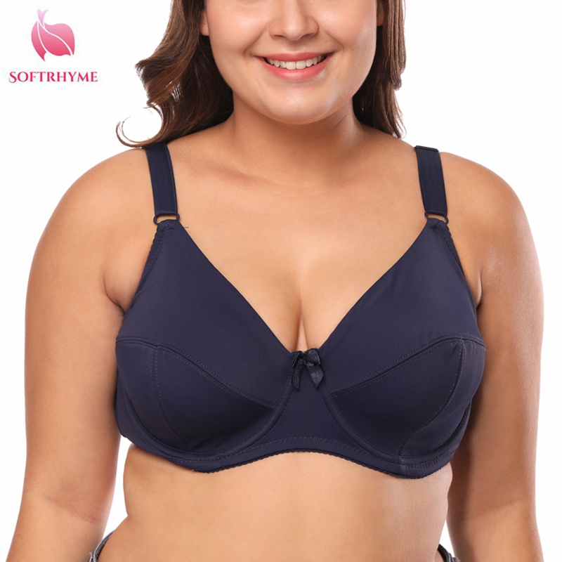 Push Up Bra Large Thin Cotton Wire Free Brassiere Spandex Full Cup Big Plus  Size Bras for Big Chest Women (Bands Size : 100, Color : One PCS Blue)