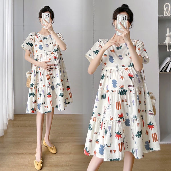 Pregnant Women Clothes Casual Plus Size Maternity Dress Printed Maternity Wear Shopee Philippines