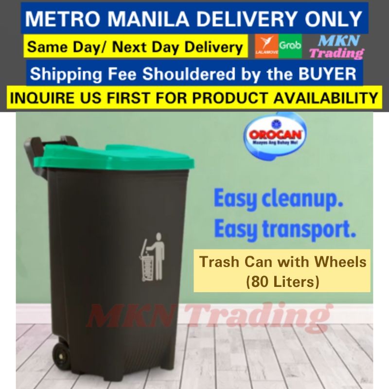 TRASH BIN 80L Orocan trash Can with Wheels and lock 80L Basurahan Garbage  Bin/basurahan/basket