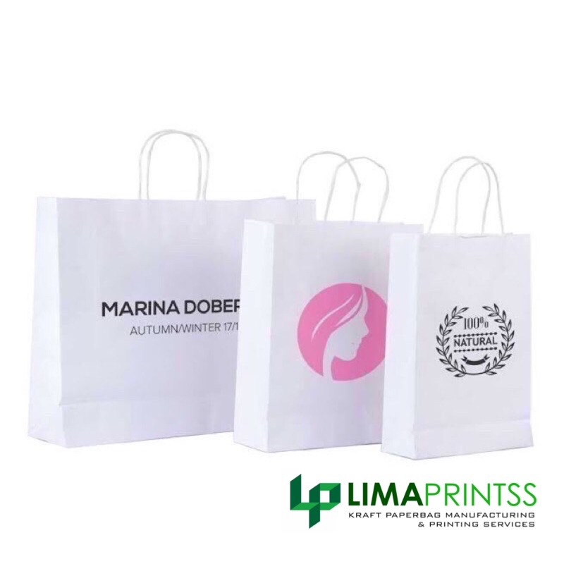 White paper bag online with logo