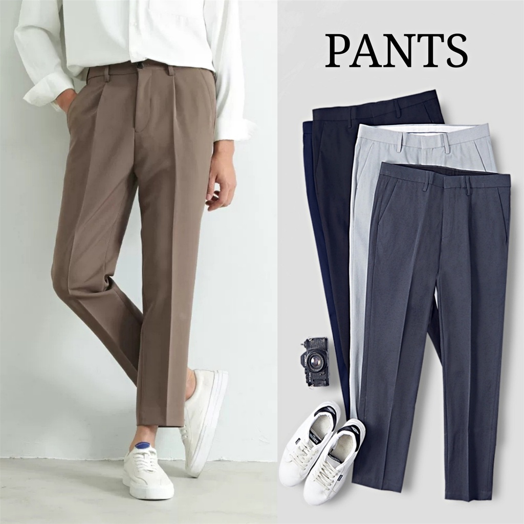 HUILISHI 28-36size Plain Slim Fashion Korean Casual Suit Pants