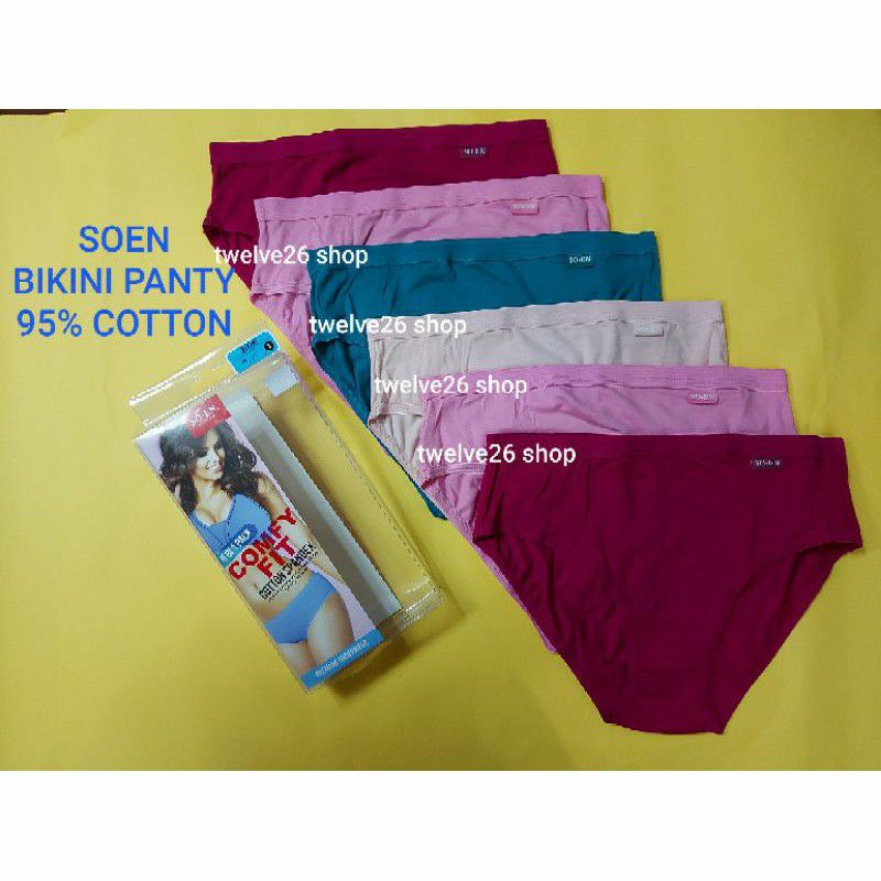 Cotton Comfy Fit 6pcs Original Soen Spandex So-en BIKINI Panty S to 3XL BBS