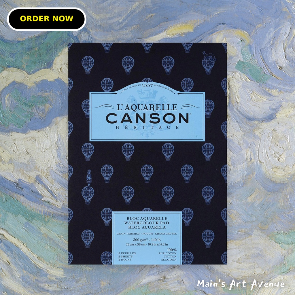 CANSON L'Aquarelle Rough Heritage 9.1x12.1” 100% Cotton, 12 sheets