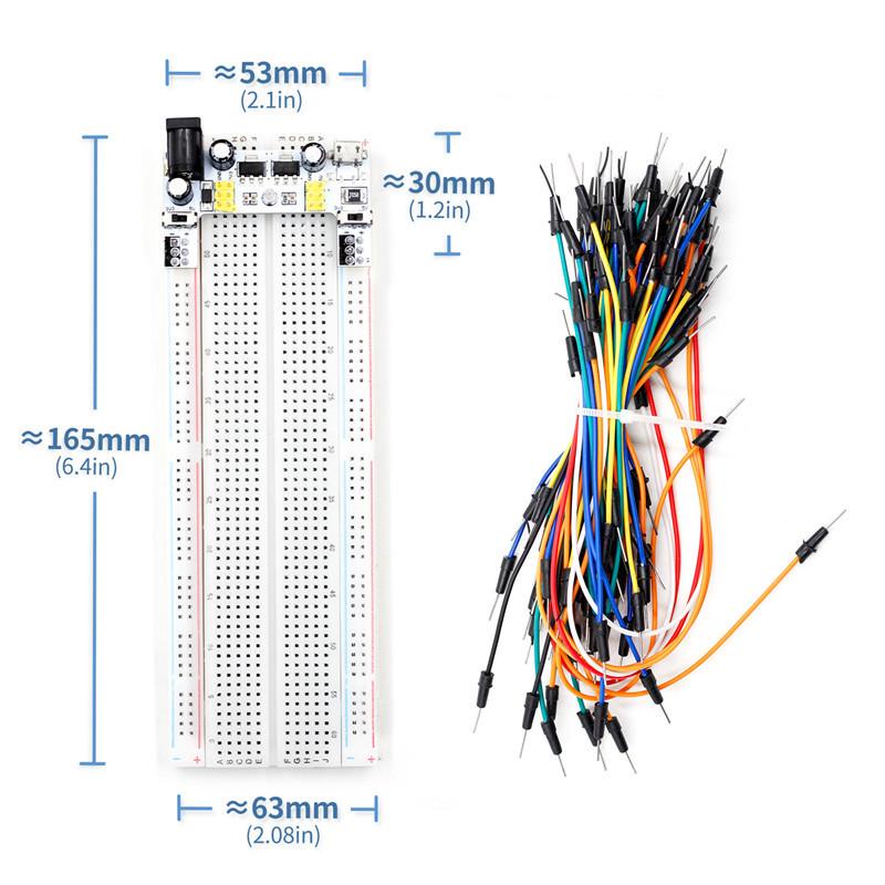 Cheap 1set MB102 Breadboard Power Module 830 Points Solderless Prototype Breadboard  Kit & Jumper Wires Cables