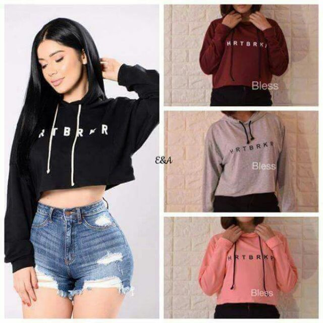 Crop top store hoodie shopee